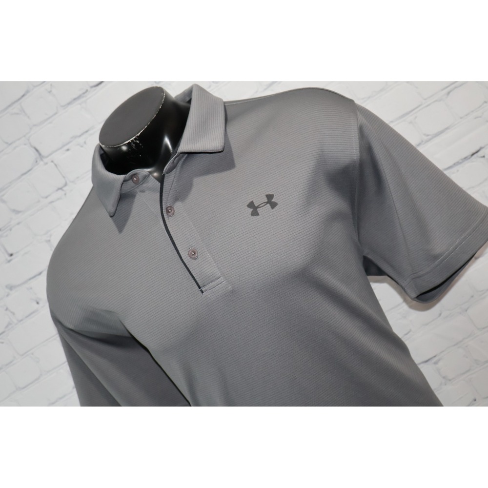 Under Armour Golf Polo Shirt Mens 2XL Gray HeatGear Loose Fit Short Sleeve